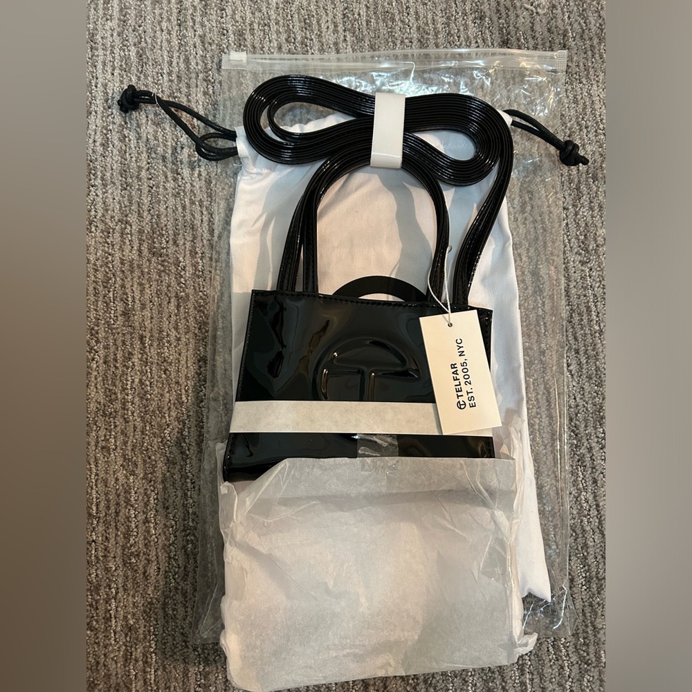 Telfar Small Black Patent Shopping Bag - NWT